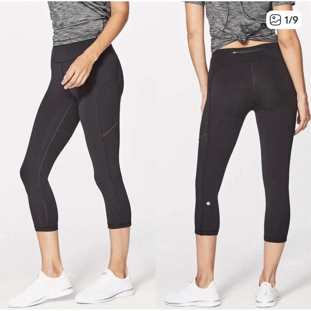 Lululemon Speed Up Crop Black Size 6 Side Pockets‎ Luxtreme Tight